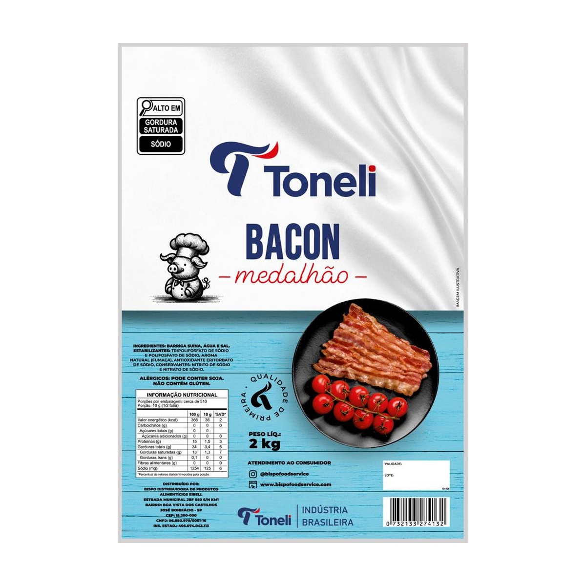 BACON TONELI MEDALHAO ESP 2KG